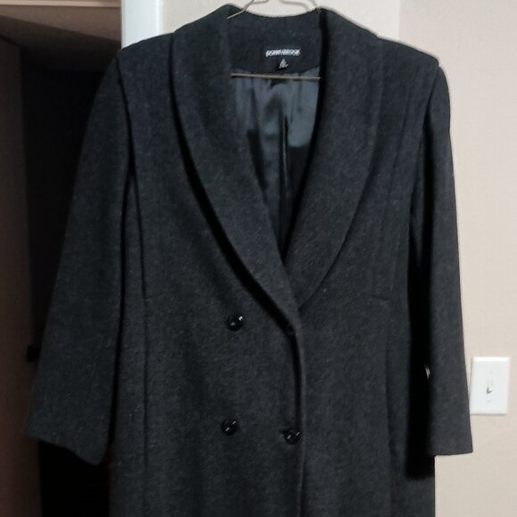 Donnybrook Women Full Length Wool Overcoat Size 12 Black Gray - Picture 2 of 16